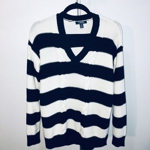 Chaps Small Striped Black/White sweater